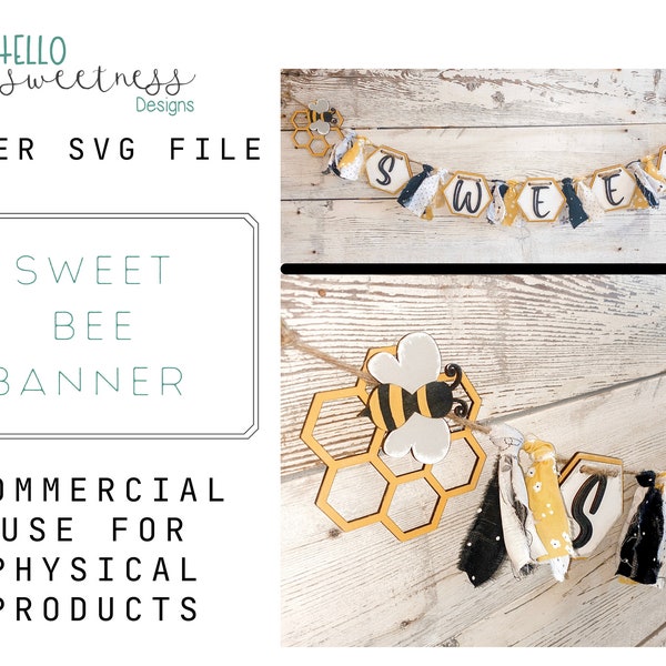 Bee Banner SVG / Glowforge SVG Files / Laser Cut Bee File / Bee Paint Kit