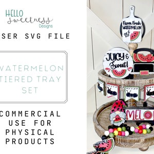Watermelon Tiered Tray SVG Laser File | Laser SVG | Paint Kit SVG | Paint Party File | Watermelon Paint Kit | svg glowforge kit