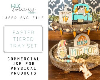 Easter Laser File / Bunny Gnome SVG / Easter Truck Tiered Tray Decor