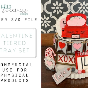 Valentinstag LaserDatei / Valentinstag SVG / Tiered Tablett Dekor