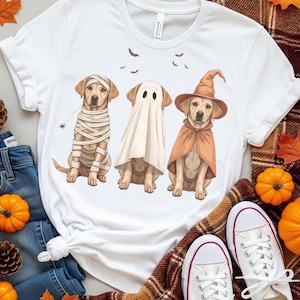 Yellow Lab Halloween Dog Shirt PNG Yellow lab Shirt in Costume Design Halloween Shirt Sublimation PNG Dog T Shirt Digital Download