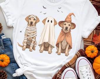 Yellow Lab Halloween Dog Shirt PNG Yellow lab Shirt in Costume Design Halloween Shirt Sublimation PNG Dog T Shirt Digital Download