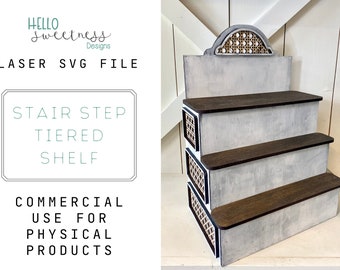 Tiered Shelf SVG / 3 Tiered tray File / Wood Paint diy/ Small Shelf SVG / Laser Cut File/Rattan Wicker Pattern