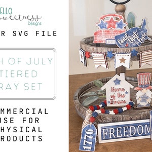 4th of July SVG / Tiered tray wood blanks / Patriotic glowforge file