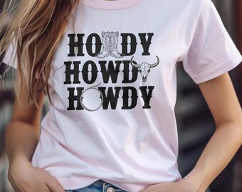 Rodeo PNG Western Design Howdy Cowboy Shirt Rodeo Shirt Western Graphic Shirt Sublimation PNG Digital Download Western Tee Design