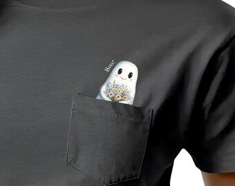Niedliches Geist-Halloween-Shirt-Design, gruselige Geister PNG-Halloween-Clipart-Sublimation-Shirt, das aus der Tasche digitaler Download späht