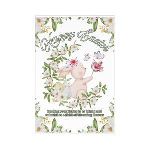 Set di cartoline di Pasqua, motivo coniglietto floreale, auguri primaverili, perfette per le celebrazioni pasquali, artigianato, etichette regalo, biglietti di auguri