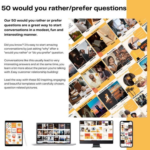 50 Would you Rather or Prefer Social Media Templates for Writers and Authors