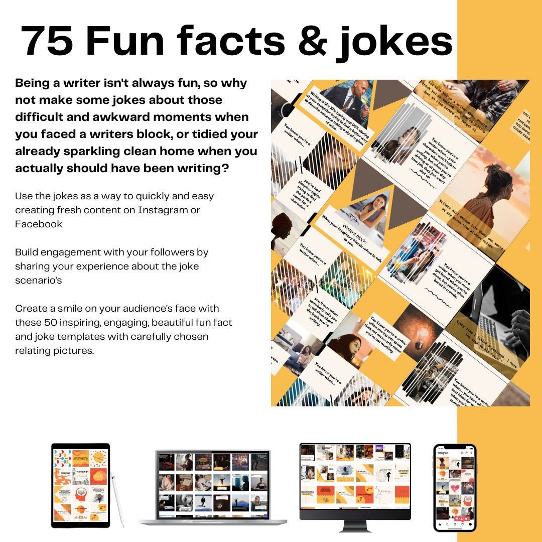 75 Fun Facts and Jokes Templates for Writers and Authors - Etsy