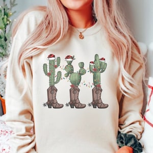 Christmas Cactus Shirt, Western Christmas, Cowgirl Christmas, Country Christmas, Howdy Christmas, Retro Holiday Shirt, Santa Shirt