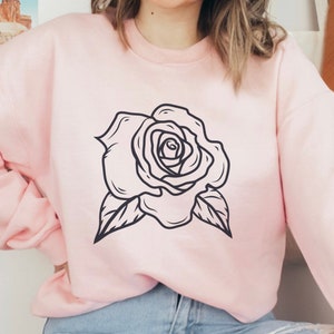 Rose Graphic Sweatshirt, Rose sweater, Womens sweatshirt, Gift for her, Oversized Sweatshirt, Boho Sweater, Flower Sweatshirt