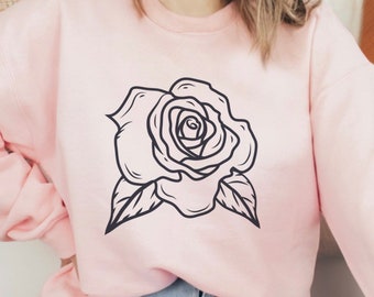 Bluza z grafiką Rose, Sweter Rose, Bluza damska, Prezent dla niej, Bluza oversize, Sweter boho, Bluza z kwiatami