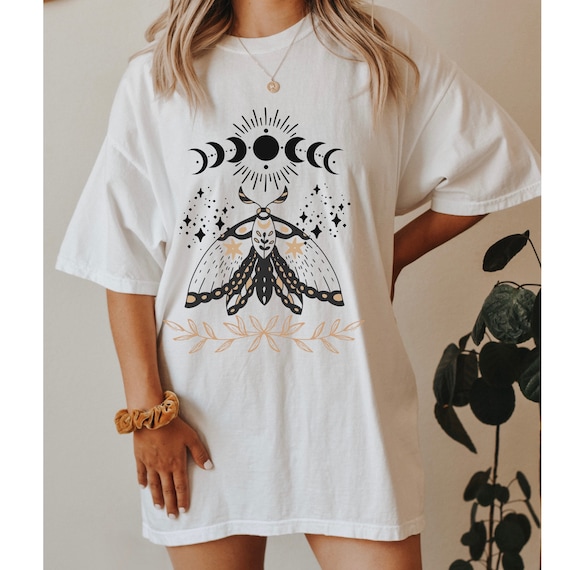 Mooncycle Shirt Moth Sweatshirt Boho T Shirt Mystical Shirt Crystals Witchy Sweatshirt Butterfly Sweater Hoodie Moon Lover Gifts