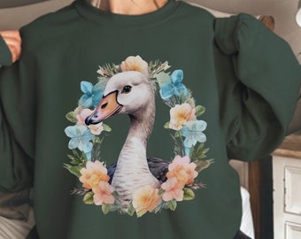 Gås-tröja, rolig gåströja, gåshud, djurtröja, djurtröja, fånig skjorta, damtröja, boho hoodie, vintage gås