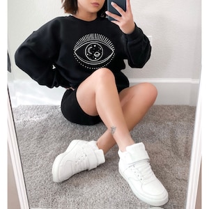 Evil Eye Crewneck, Galaxy Sweatshirt, Evil eye pullover, Oversized Sweatshirt, Planet Sweatshirt, hipster sweater, S-5X