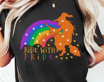 Halloween Pride Shirt, Rainbow Halloween LGBTQ Sweatshirt, Halloween Gay Pride Costume, Gift for Halloween, Halloqueen, Witch Shirt