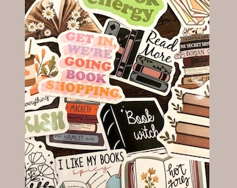Book Stickers Pack, Bookish Stickers, Reader Stickers, Water Bottle Sticker, Laptop Stickers, Funny Book Stickers, Gifts for readers, Booked