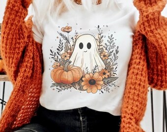 Spökskjorta, Komfortfärger, Höstspökskjorta, Blommig spökskjorta, Boho spöke-t-shirt, Halloweenspöke, Rolig spöke, Höstskjorta, Höstskjorta