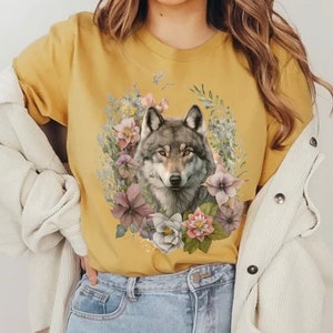 Wolf Shirt, Boho Animal Shirt, cute fox, wildlife shirt, Floral Wolf Sweatshirt, Wolves Shirt, Wolf Gift, Fox Shirt, Hoodie