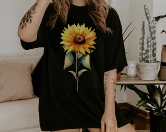 Sunflower Shirt, Flower Shirt, Spring Sunflower tshirt, Garden Shirt, Sunflowers Gift for her, Wildflower tee, Flower Print Tee