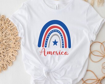 Chemise arc-en-ciel du 4 juillet, chemise d’Amérique, chemise du quatrième juillet, chemise du jour de l’indépendance, chemise du 4 juillet, chemise pour enfants du 4 juillet, chemise pour tout-petits des États-Unis
