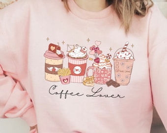 Valentines Coffee Sweatshirt, Coffee sweater, Womens sweatshirt, Gift for her, Funny Valentines Sweatshirt, love you latte Shirt