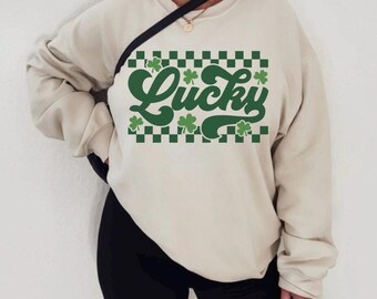 Felpa Lucky, Trifoglio Lucky retrò, Felpa da donna Shenanigans, Felpa per il giorno di San Patrizio, Maglietta Lucky, Outfit per il giorno di San Patrizio, S-5X