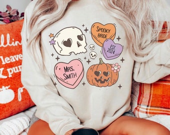 Shirt bruid Halloween, shirt schedel bruid Halloween, bruidssweater, aangepaste bruid, griezelige bruid, gepersonaliseerd shirt, bruid to be shirts