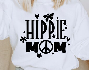 Camisa de mamá hipster, camisa de mariposa, camisa de mamá hippie, camisa divertida, camisa boho, vida de mamá, regalo de maternidad para sudaderas gráficas de mamá