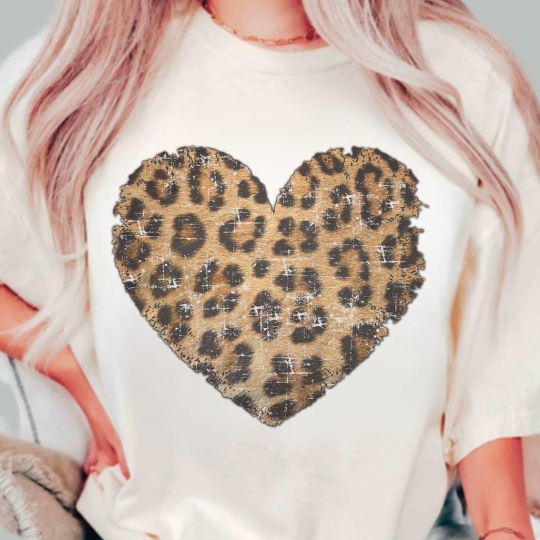 Leopard Heart Shirt, Cute Love Shirts, Animal Print Tshirts