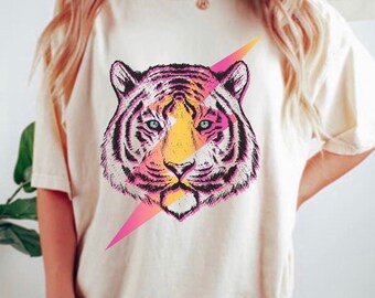 Tiger shirt, Tiger Sweathirt, Animal Shirts, Tiger Face, Mascot Shirt, gift for her, Tigers, Flowers Sweatshirts, Boho Tiger, Y2K shirt