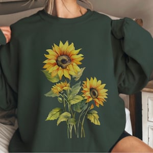 Sunflower Sweatshirt, Sunflower Shirt, Floral Sweatshirt, Flower Shirt, Flower print, Wildflower shirt, Spring Sweatshirt, Gardening Shirt