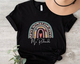 Custom Teacher Rainbow Shirt, Personalized Teacher Sweatshirt, Customized Teacher Shirt, Teacher Gift, Teacher Name, Teacher Appreciation
