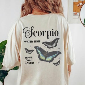 Scorpio Shirt, Scorpio Gifts, Zodiac gifts, Horoscope Gift, Birthday Gift for Women,  Scorpio Gift, Aesthetic, Trendy, butterfly