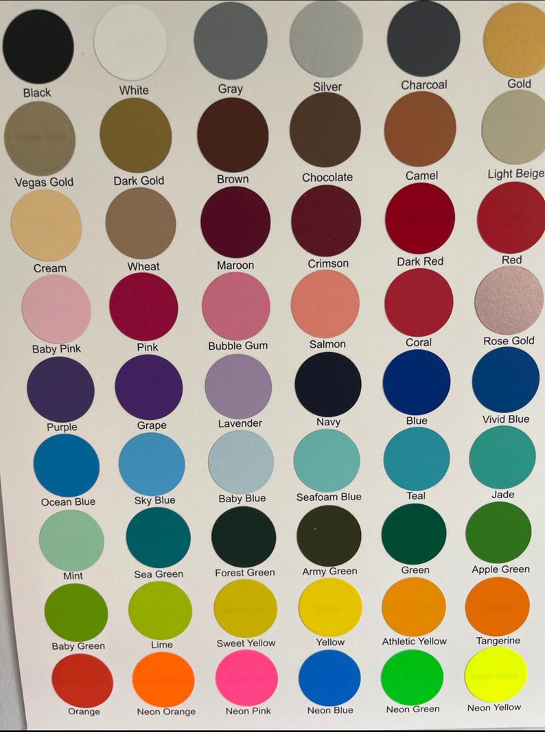 Pode incluir: Uma carta de cores com 36 cores diferentes, incluindo preto, branco, cinza, prata, carv&atilde;o, ouro, ouro de Vegas, ouro escuro, marrom, chocolate, camelo, bege claro, creme, trigo, vinho, carmesim, vermelho escuro, vermelho, rosa beb&ecirc;, rosa, chiclete, salm&atilde;o, coral, ouro rosa, roxo, uva, lavanda, azul marinho, azul, azul vibrante, azul oceano, azul c&eacute;u, azul beb&ecirc;, azul turquesa, azul esverdeado, jade, menta, verde mar, verde floresta, verde militar, verde, verde ma&ccedil;&atilde;, verde beb&ecirc;, lim&atilde;o, amarelo doce, amarelo, amarelo atl&eacute;tico, tangerina, laranja, laranja neon, rosa neon, azul neon, verde neon e amarelo neon.