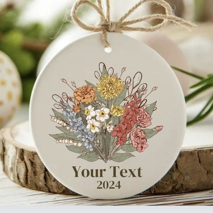 Christmas Ornament, Birth flower Ornament, Custom Birth Flower Gift,…
