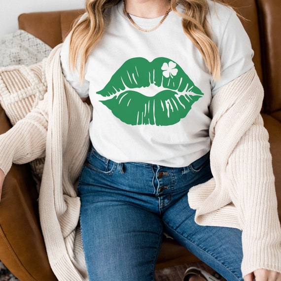 St. Patricks Day Shirt Kiss Me Green Lips Shamrock Shirt St. Patricks Day Shirt Kiss Me Green Lips Shamrock Shirt