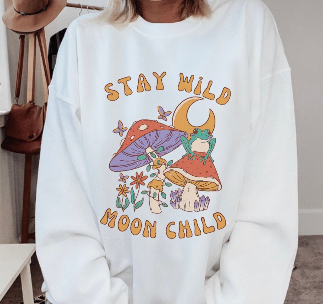 Stay Wild Moon Child Sweatshirt Mushroom Shirt Mushrooms Sweatshirt Shroom Shirt Retro Mushrooms Botanical Shirt Nature Lover Frog Etsy UK