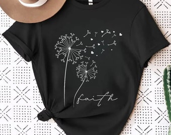 Camisa de diente de León, camiseta de diente de León de fe, camisa de fe, camisa de relajación, camisa cristiana, regalo para ella, camiseta de flores silvestres