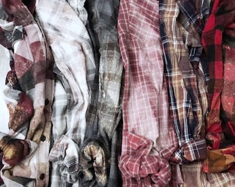 Oversized gebleekte flanellen overhemden, op maat gemaakte, gerecyclede flanellen overhemden, boho flanel, vintage flanellen overhemden, boho flanellen overhemden, grunge flanel