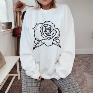 Rosen Grafik Sweatshirt, RosenPullover, Damen Sweatshirt, Geschenk für sie, Oversized Sweatshirt, Boho Sweater, Blumen Sweatshirt