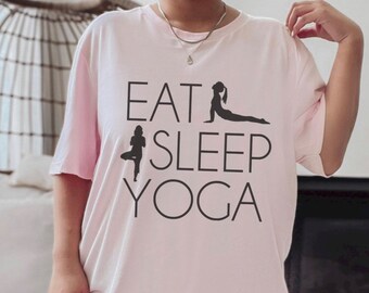 Eat Sleep Yoga shirt, Yoga Shirt, Meditation Shirt, Yoga Pose Graphic Tee, Womens Workout Shirt