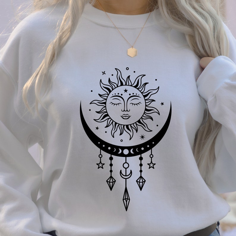 Sun Moon Sweatshirt Boho Sun Moon T Shirt Mystical Shirt - Etsy