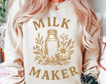 Sweatshirt moeder borstvoeding, boho-shirt milk Maker, pompende mama cadeau, voedingstop voor nieuwe moeder, gezellige grafische trui postpartum, boobery