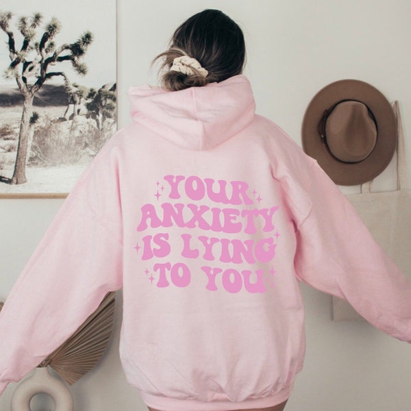 Angst Hoodie, Angst liegt Sweatshirt, Angst liegende Hoodie, Sweatshirts für psychische Gesundheit, Introvert Shirt, motivierend