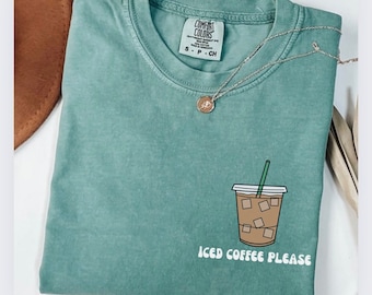 T-shirt ijskoffie, liefhebber van ijskoffie, comfortabele kleuren, T-shirt ijskoffie, schattig koffieshirt, T-shirt ijskoffie alsjeblieft, trendy T-shirt ijskoffie, trendy grafisch T-shirt