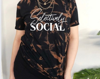 Selectively Social Tie Dye Shirt, Anti Social Oversized Shirt, Funny Shirts, Graphic Shirt, Pastel Tie dye, Boho, Grunge, Introvert
