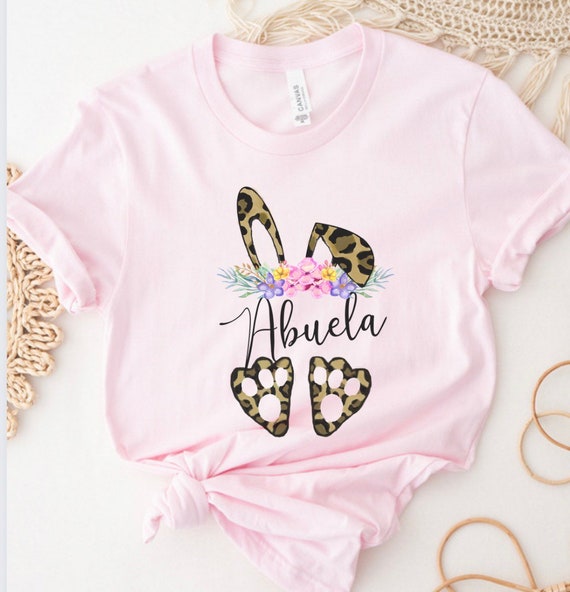 Bunny Leopard Print Floral Cute Easter Girls Women T-Shirt Bunny Leopard Print Floral Cute Easter Girls Women T-Shirt