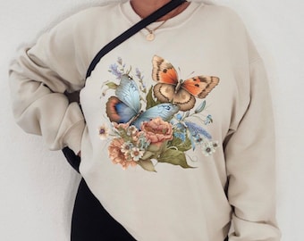 Sudadera Butterfly, Butterfly Crewneck, Vintage Butterfly Crewneck, Butterfly Sweatshirt Gift, Butterfly Lover Shirt, Butterflies