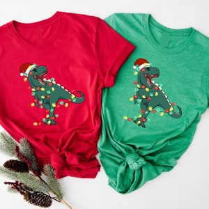 Christmas Dinosaur Sweatshirt, Cute Dinosaur Sweaters, Dinosaur Holiday Sweater, Christmas tshirt, Hoodie, Womens Christmas Crewneck, T Rex